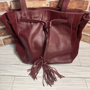 Lovely Buttery Soft Leather And Suede Sak Huntley Leather Tote Bag In Cabernet